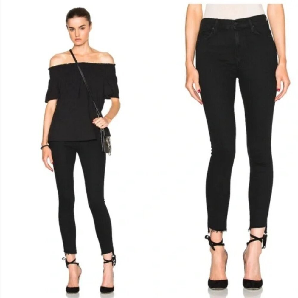 Mother Stunner Zip Ankle Step‎ Fray Not Guilty Wash Skinny Jeans High Rise sz 24